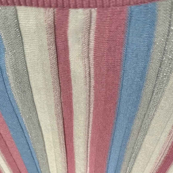 ELLE Women's Long Sleeve Top Pink Blue White Grey Stripes Size M NWT - Picture 7 of 12